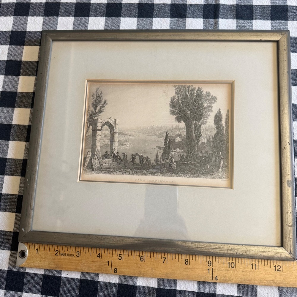 Antique Constantinople Steel Engraving Print Framed 12x10 Gold Silver Istanbul - Picture 4 of 8